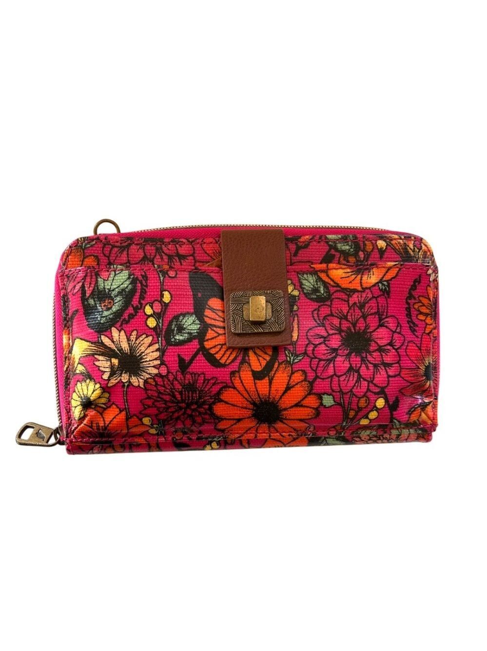Sakroots Artist Circle Coated Canvas Smartphone Wallet "Raspberry in Bloom"